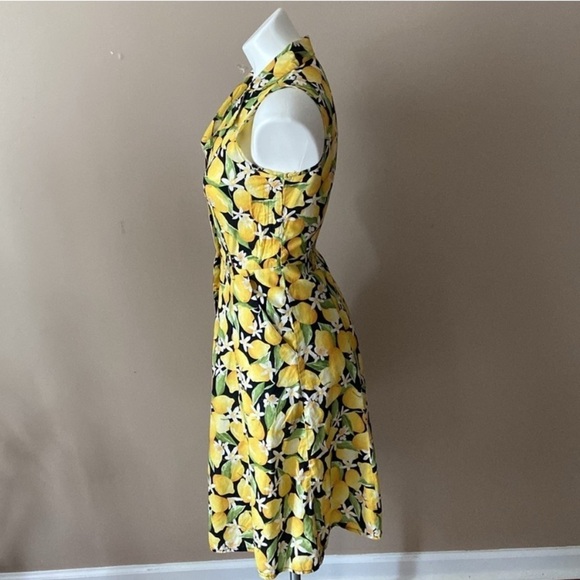 Mlle Gabrielle Lemon Print Yellow Black Halter A-line Midi Dress Size Small S - Picture 9 of 10